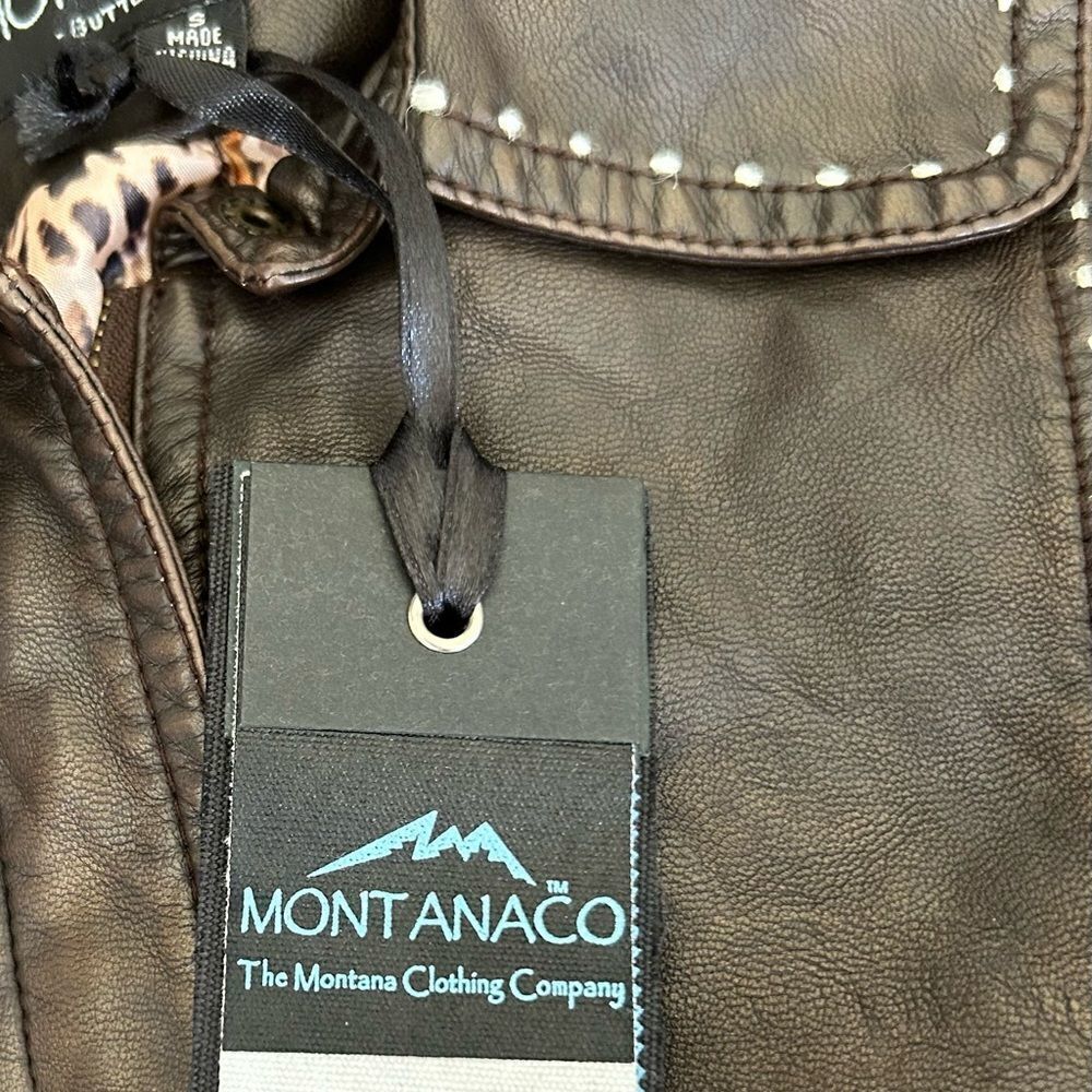 Montana Company Brown Faux Leather Western Jacket Size Small New with tags - Picture 2 of 12